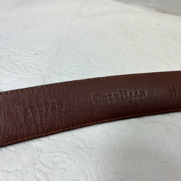 Cole Haan Men's Brown Stitched Leather Belt Size: 95/38 - Picture 8 of 11